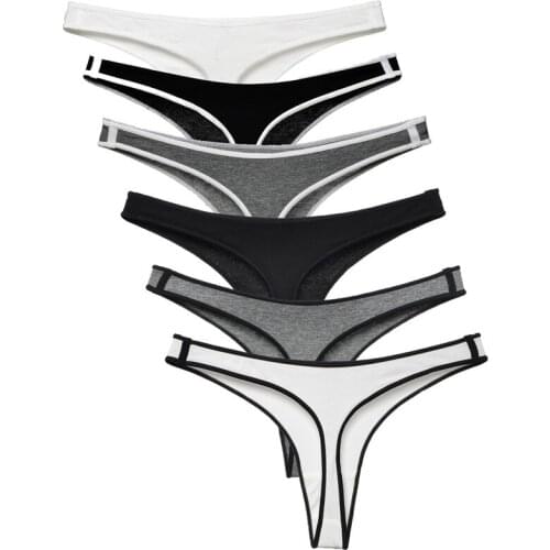6 Pcs Women Sexy Thongs G Strings Cotton Panties Briefs Tangas Underpants Female Lingerie Underwear Intimates Cuecas Plus Size