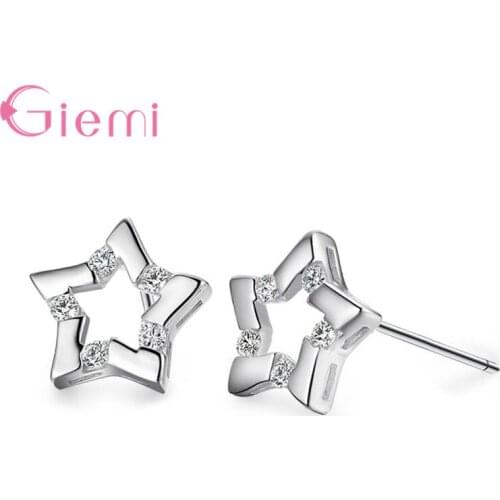 Gorgeous Star Fashion Jewelry 925 Sterling Silver Earrings CZ Crystal Stud Charm Earring For Women Party Gift