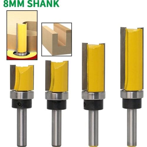 1PC 8MM Shank Milling Cutter Wood Carving Template Trim Hinge Mortising Router Bit Straight End Mill Trimmer Cleaning Flush Trim