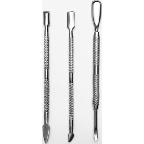 3Pcs/Set Stainless Steel Spoon Shape Cuticle Pusher Nail Art Pedicure Manicure Tool Double Head Nail File Dead Skin Push Cuticle