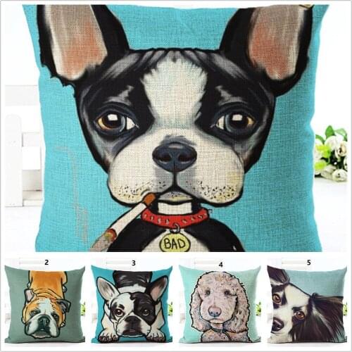 Dog Print Throw Pillow Covers 45x45 cm Square Polyester Fabric 1 Piece Cushion Cover for Living Room Bedroom Farmhouse Wholesale