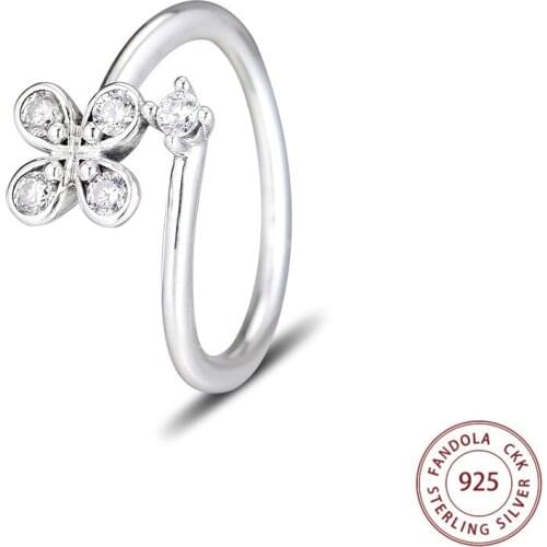 100% 925 Sterling Silver Ring Lucky Four-Petal Flower Wedding Rings for Women Luxury Jewelry anillos accesorios mujer
