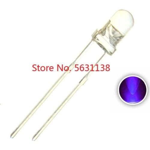 100PCS 5MM Purple UV chip Led Water Clear Ultraviolet 395nm 400nm Ultra Violet Purple Round Head LED Lamp Light Beads wholesale