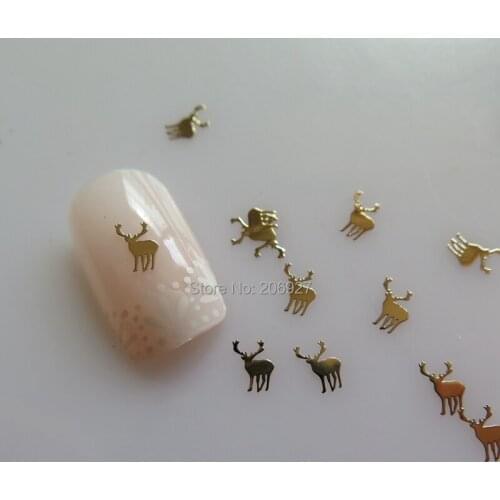 MS332-2 100pcs Gold Cute Deer Metal Sticker Nail Art Metal Sticker Nail Art Decoration Non-adhesive Sticker