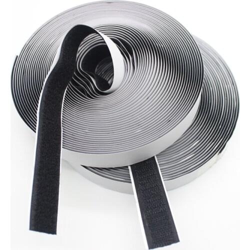 20mm*5meters/Pairs Black White Hook Loop Fastener Magic Sticker Self Adhesive Hooks Loops Disk Strip Tape with Glue