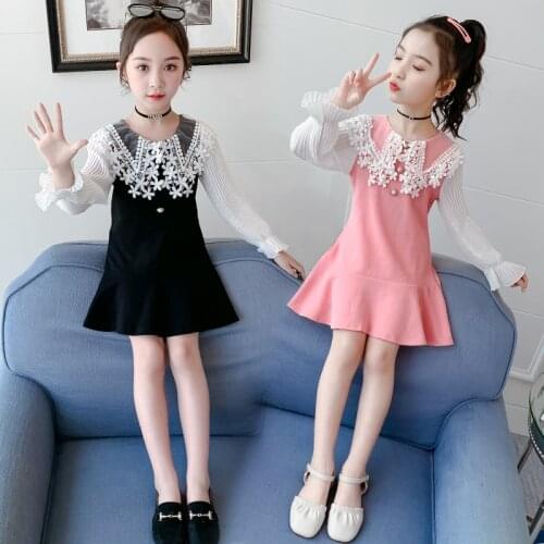 Платье 2020 новинка хит Girl Spring Autumn Beautiful Pink Princess Lace Cinderella Dress Cute Teen Clothes Ropa Niñas 10 12 Años