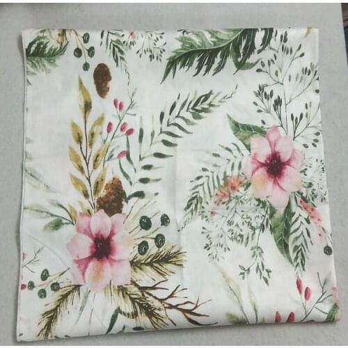 50x160cm Brown Green Leaf Pink Flower Print 100% Cotton Fabric Floral Cotton Fabric DIY Sewing Baby Cloth Bedding Quilting Deco