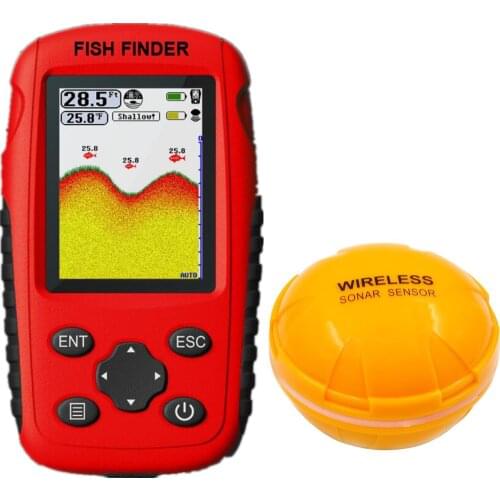 Wireless Echo Sounder For Fishing LCD Fish Finder Li-battery Recharge Attractive Lamp Sonar Sensor 45M Water