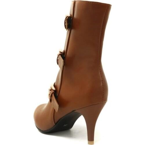 Big Size 9 10 11-14 boots women shoes ankle boots for women ladies boots Velveteen belt buckle with pointed tip