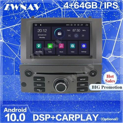 Carplay Android 10 Screen For Peugeot 407 2004 2005 2006 2007 2008 2009 2010 Auto Audio Radio Stereo Multimedia Player Head Unit