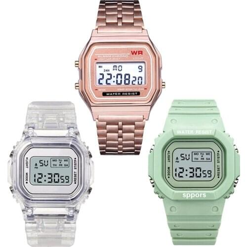 Luxury Digital Womens Watches Fashion Stainless Steel Link Bracelet Wristwatch Strap Business Electronic Men Clock Reloj Mujer