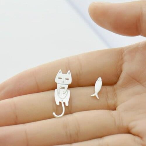 Cxwind Cute Kawaii Animals Cartoon Style Cat Fish Earrings Lovely Animals Bee Heart Bird Jewelry Stud Earrings Gifts for Kids