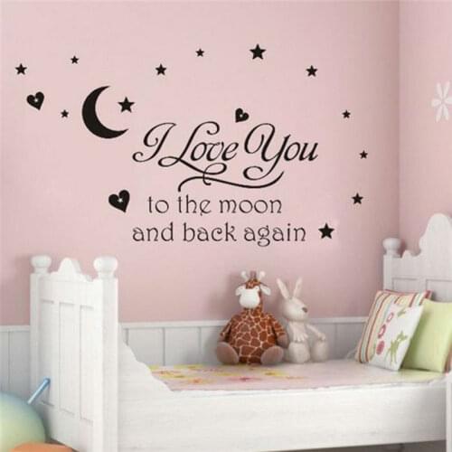 I love you to the moon and back again quotes wall decals decorative stickers girls room removable vinyl posters home art 8116