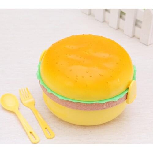 Hamburger Shaped Double Tier Lunch Box For Kids Bento Box Children School Food Storage Container Organizer Kitchen Accessories