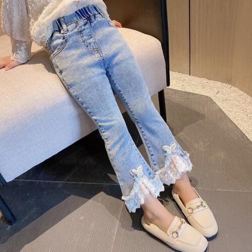 Girl Winter Pants Teenager Girl Wide Leg Jeans Kids Girls Denim Pants Children Outwear Long Trousers Fall Spring 3-13 Yrs