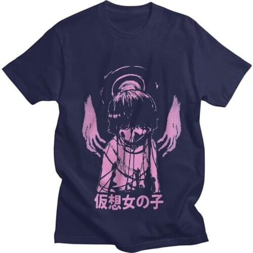 Serial Experiments Lain Tshirts Men Tee Tops Cotton T Shirt Short Sleeve Psychological Fiction Animation Iwakura T-shirts Gift