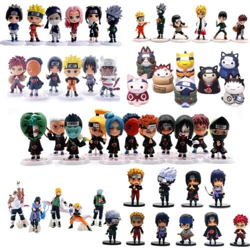 Naruto Figure Anime Action Figurine Uchiha Itachi Sasuke Figma Hatake Kakashi Q Version ABS Mini Statue Sabaku No Gaara Toys