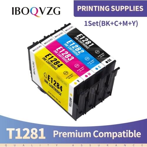 IBOQVZG 4Pcs For Epson T1281 T1282 T1283 T1284 Ink Cartridge Stylus S22 SX125 SX230 SX235W SX420W SX435W SX425W BX305F Printers