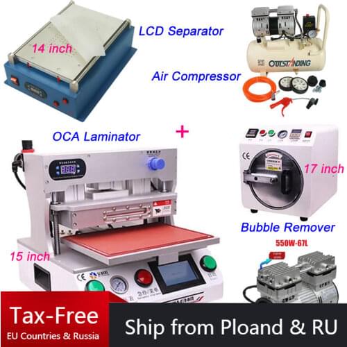 15 Inch OCA Laminator Laminating Machine LCD Separator Oil-free Air Compressor OCA Bubble Remove Defoam Machine Non-oil Pump