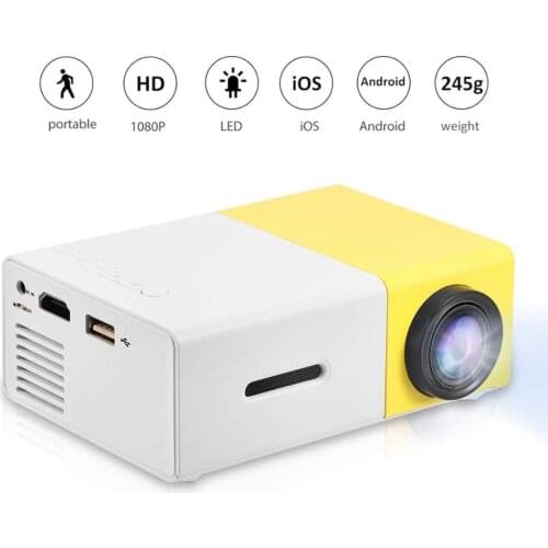 Mini Projector Portable 1080P LED Projector Home Cinema Theater Indoor/Outdoor Movie projectors Support Laptop PC SmartphoneHDMI