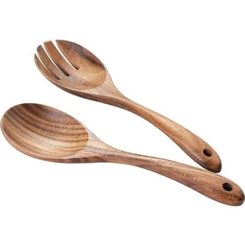 Super Quality 2PCS Japan Cutlery Set Wooden Style Dinner Fork Spoon Matte Flatware Dinnerware Tableware