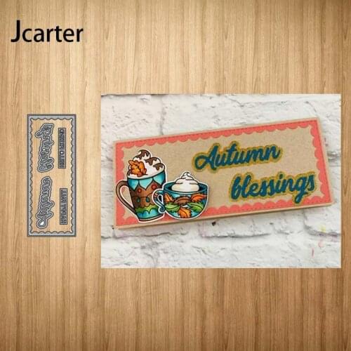 New Metal Cutting Dies Autumn Blessings Rectangle Craft Stencil Diy Scrapbooking Handmade Card Make Shape Album Decoration Model