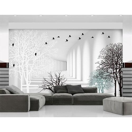Beibehang papel de parede Customized modern new living room abstract woods 3D corridor TV background wallpaper papier peint