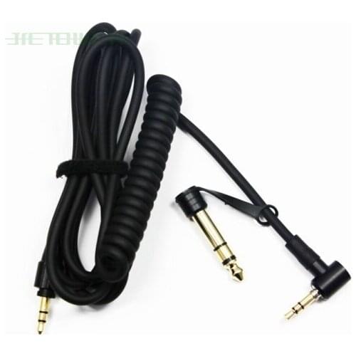 Wholesale Black & Red 6.5mm & 3.5mm Spring Replacement Audio Cable Headphone for Monster Beat Pro Detox Solo AUX Cable 50pcs/lot