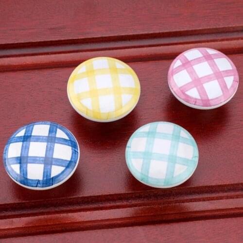 Striped lattice Look Children Bedroom Drawer Computer Desk Bookcase Cupboard Handle Ceramic Color Green Knob No Any Formaldehyde