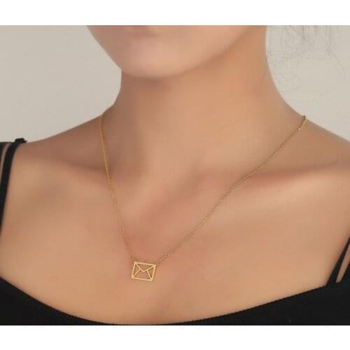 Simple Envelope Pendant Necklaces Dainty Message Envelope Locket Choker Custom Love You Seal Locket Jewelry Gift for Her