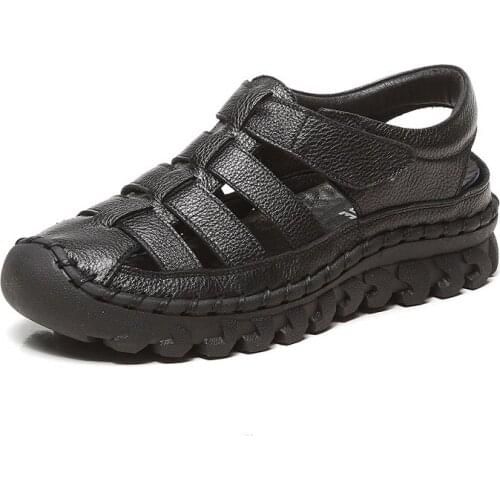 Sandals Womens 2021 Summer New Large Size 42 Original Leather Casual Comfortable Fashion Hollow Breathable Lightweight Sandals