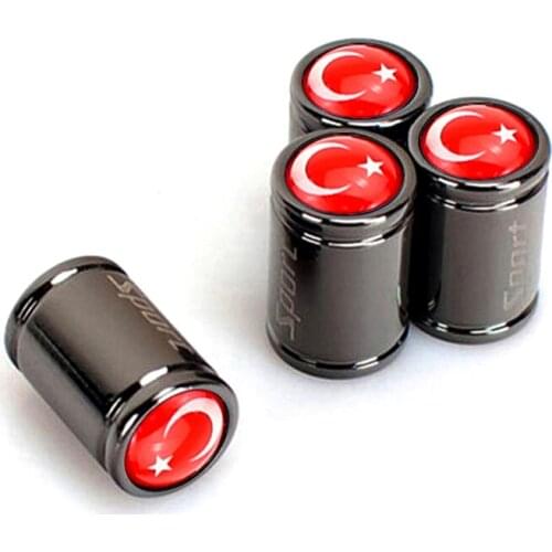 Sport Copper Auto Car Tire Wheel Valve Dust Caps Cover For Nissan Qashqai Juke Note Almera Teana Tiida Murano With Turkey Flag
