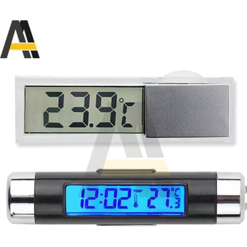 LED Car Digital Clock Temperature Display Thermometer Mini Auto Backlight Display Thermometerfor for Car/Fish Tank