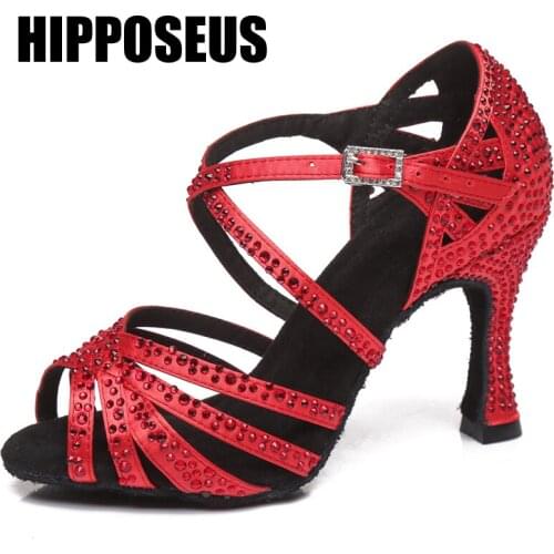 Hipposeus Dance-Shoes Women Ballroom Girls Latin Tango Modern Salsa Dancing Shoes Ladies High Heel Soft Bottom Party Dance Shoes