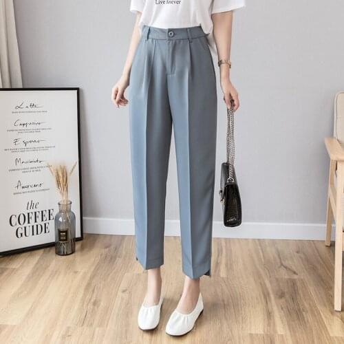 Womens pants new casual trousers womens summer high waist was thin feet suit pants fashion wild nine pants tide