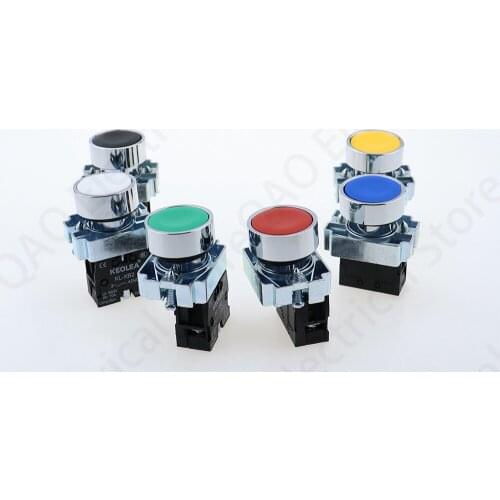 1PCS 22mm Momentary Reset Push Button Switch XB2 Flat Electric Screws Red/Yellow/Green/Blue/Black /White