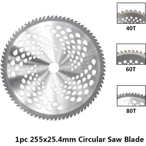 1pc 255mm 40T/60T/80T Brush Cutter Blade Lawn Mower Cutter Replacement Circular Saw Blade For Cutting Grass,Tree Trimmer Blade
