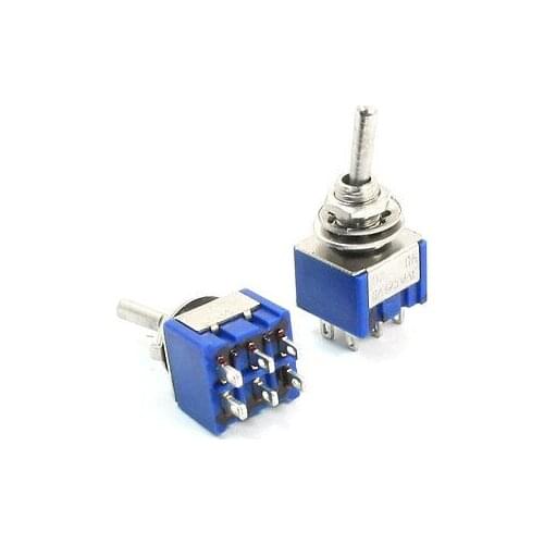 2pcs 6mm Mounting 2 Position 6-Terminals DPDT Toggle Switch AC 125V 6A