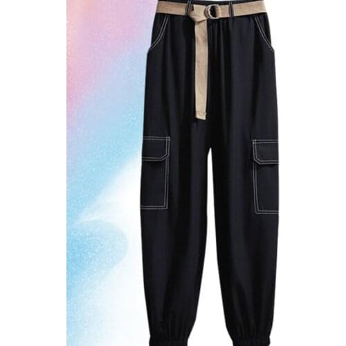 2021 Summer Female Cargo Pants Womens Sweatpants Pants Casual Pants High Waist Female Pants Stylish Female Wide Leg Trousers