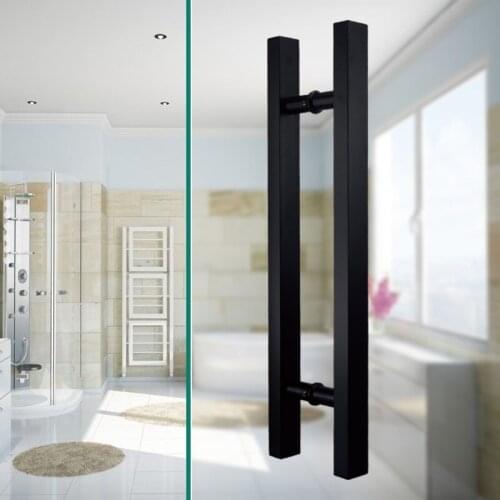 304 stainless steel square matte black glass door handle sliding wood door handle and knobs black