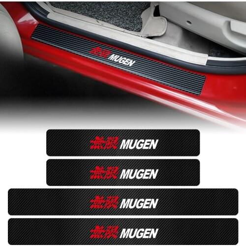 4PCS Car-Styling Threshold Decal MUGEN Emblem Door Sill Carbon Fiber Badge Sticker for HONDA Civic Accord S2000 CR-V Accessories