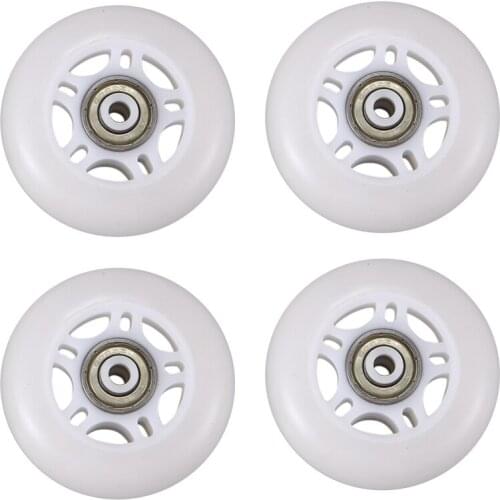 4 Pack Inline Skate Wheels Beginners Roller Blades Replacement Wheel with Bearings 70mm White