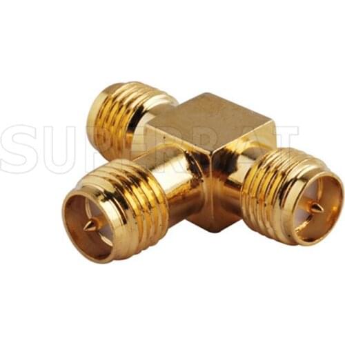 Superbat SMA Adapter RP-SMA Female to 2x RP SMA Jack triple T in series RF Adapter Connector 3 way