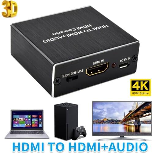 HDMI-compatible Audio Splitter Adapter 4K Optical Digital Fiber Signal Audio Power Amplifier Converter Extractor Converter