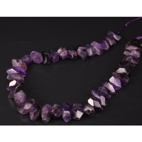 15.5"/strand Faceted Dark Amethysts Quartz Nugget Loose Beads,Cut Natural Purple Crystal Nugget Pendants Charms Jewelry Making