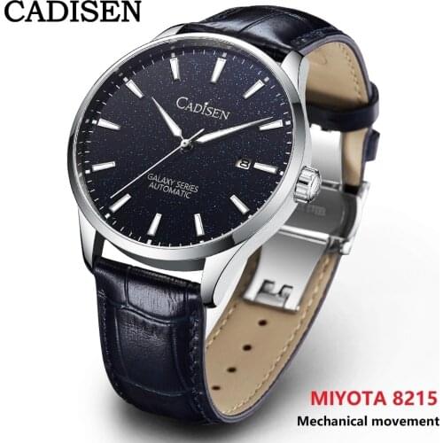 CADISEN 2021 New Mechanical Automatic Men Luxury Wristwatch Sapphire Crystal Watches Men Genuine Leather 100m Waterproof Clock