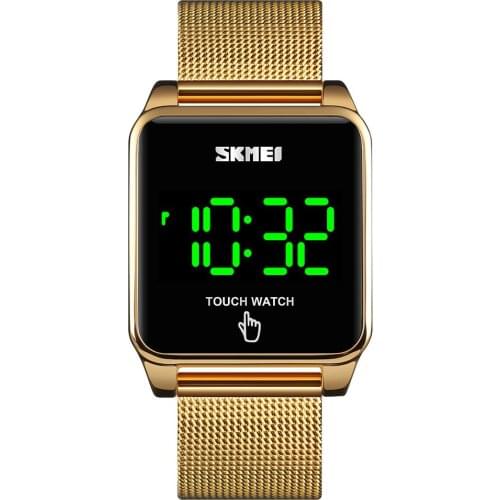SKMEI Square Touch Screen Men Digital Watches Simple LED Display 30M Waterproof Stainless Steel Mens Wristwatches relogio 1532