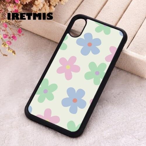 Iretmis 5 5S SE Phone Cover Case for iPhone 6 6S 7 8 Plus X Xs XR 11 12 Mini Pro Max Rubber Silicone Floral Pastel Background
