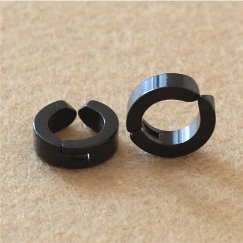 Size 4mm*9mm Round Trendy Brief 316L Stainless Steel Black Vacuum Plating Men Earring Clips Earrings Jewelry No Fade