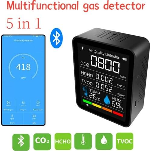 CO2 Bluetooth compatible Digital Temperature Humidity Sensor Air Quality Monitor Carbon Dioxide TVOC Formaldehyde Detector